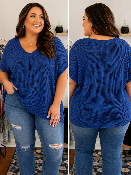 Andree by Unit Waffle Knit Short Sleeve Top