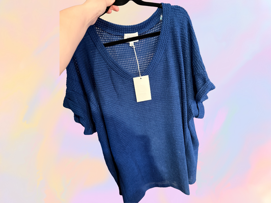 Andree by Unit Waffle Knit Short Sleeve Top