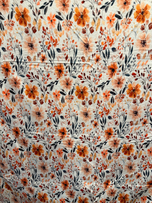 Orange Fall Floral Throw Blanket